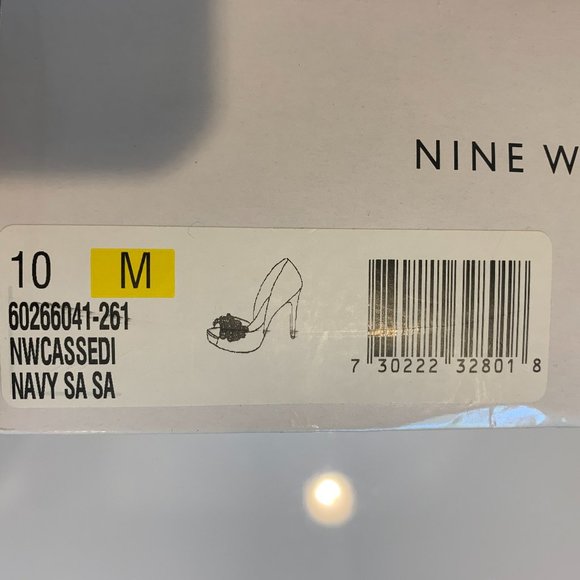 NWT Nine West Gorgeous Blue Peep Toe Platform Pumps in original box, size 10 M - Picture 14 of 15